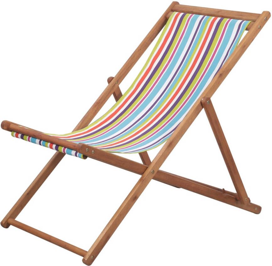 VIDAXL Strandstoel inklapbaar stof en houten frame meerkleurig - Foto 4