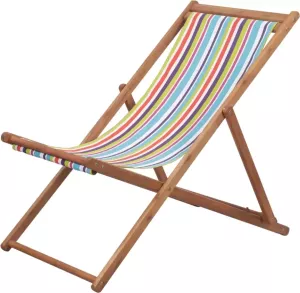 VidaXL Strandstoel inklapbaar stof en houten frame meerkleurig