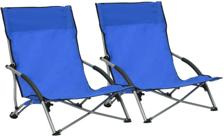 VIDAXL Strandstoelen 2 st inklapbaar stof blauw - Foto 4