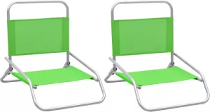 VidaXL Strandstoelen 2 st inklapbaar stof groen
