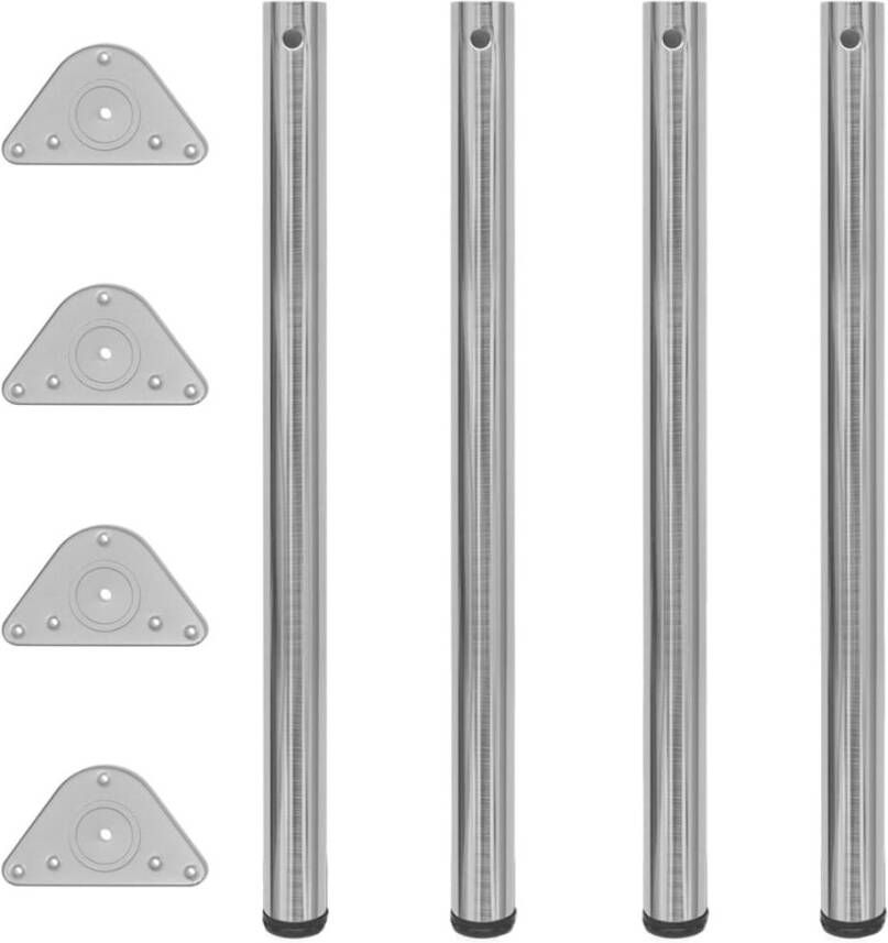 VidaXL -Tafelpoten-in-hoogte-verstelbaar-geborsteld-nikkel-870-mm-4-st - Foto 5