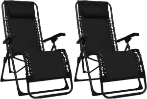 VIDAXL Terrasstoelen 2 st inklapbaar textileen zwart