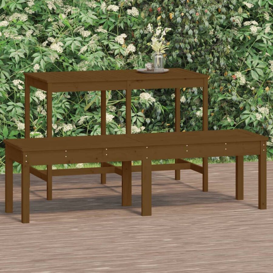 VIDAXL Tuinbank 2-zits 159 5x44x45 cm massief grenenhout honingbruin - Foto 4