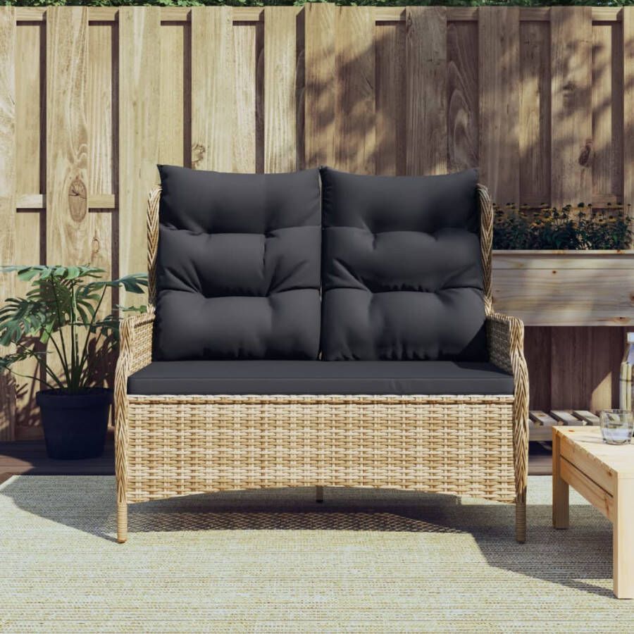 VIDAXL Tuinbank 2-zits met kussens poly rattan bruin - Foto 3