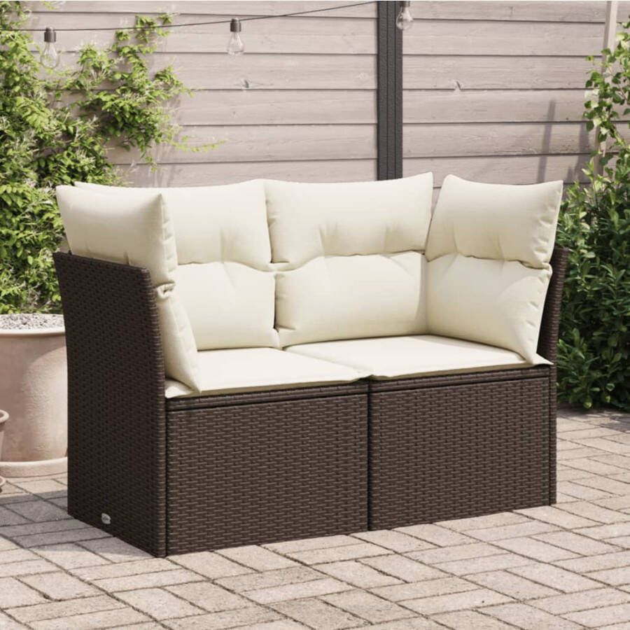 VIDAXL Tuinbank 2-zits met kussens poly rattan bruin - Foto 4