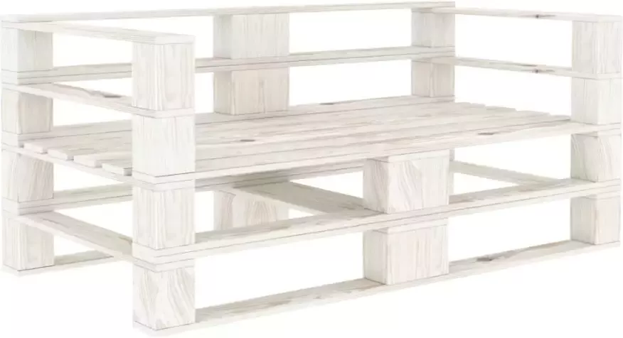 VidaXL Tuinbank 2-zits pallet hout wit