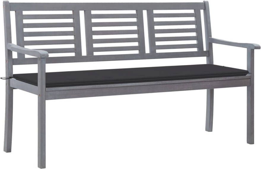 VidaXL Tuinbank 3-zits met kussen 150 cm eucalyptushout grijs - Foto 4