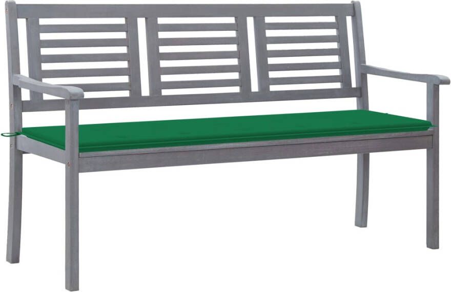 VidaXL Tuinbank 3-zits met kussen 150 cm eucalyptushout grijs - Foto 4