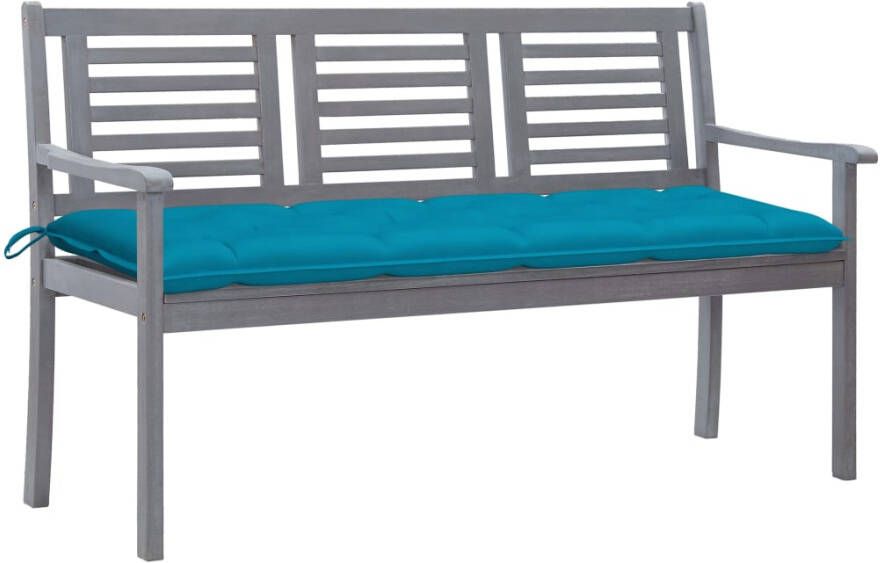 VidaXL Tuinbank 3-zits met kussen 150 cm eucalyptushout grijs - Foto 4