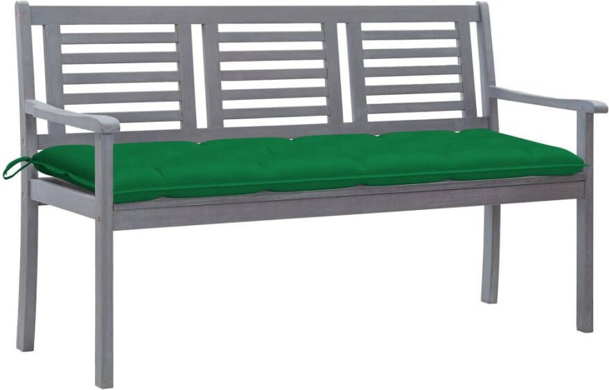 VidaXL Tuinbank 3-zits met kussen 150 cm eucalyptushout grijs - Foto 4