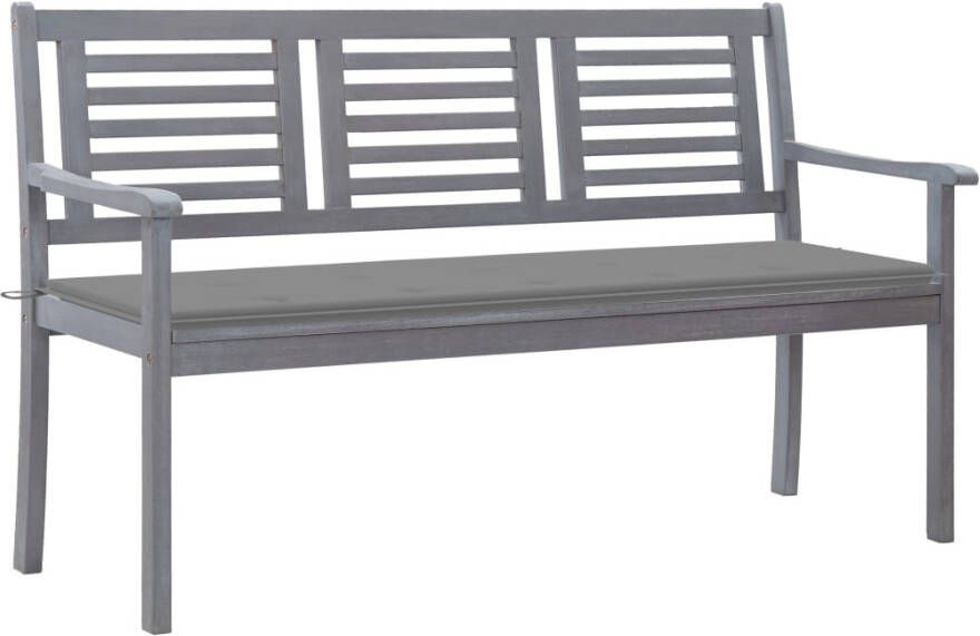 VidaXL Tuinbank 3-zits met kussen 150 cm eucalyptushout grijs - Foto 3