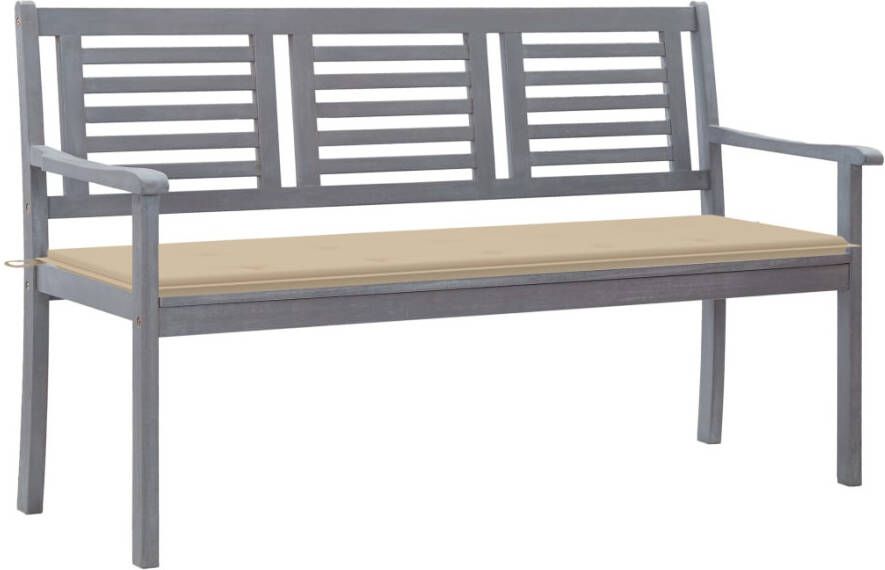 VidaXL Tuinbank 3-zits met kussen 150 cm eucalyptushout grijs - Foto 3