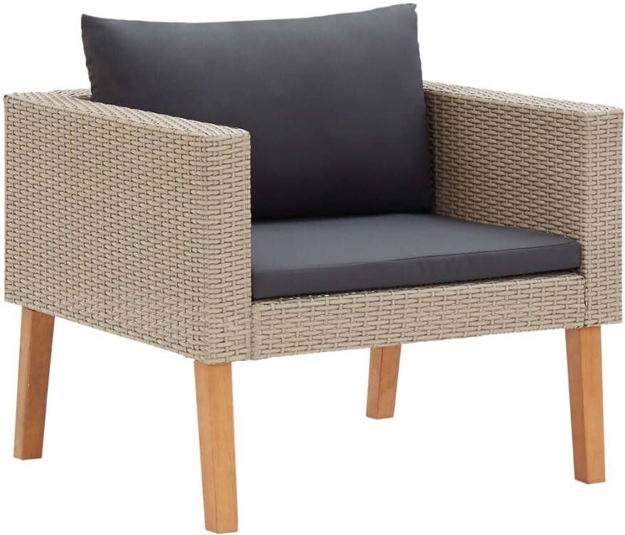 VidaXL Tuinbank eenzits met kussens poly rattan beige - Foto 4