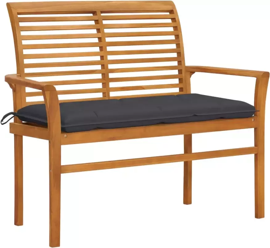 VidaXL Tuinbank met antracietkleurig kussen 112 cm massief teakhout - Foto 4