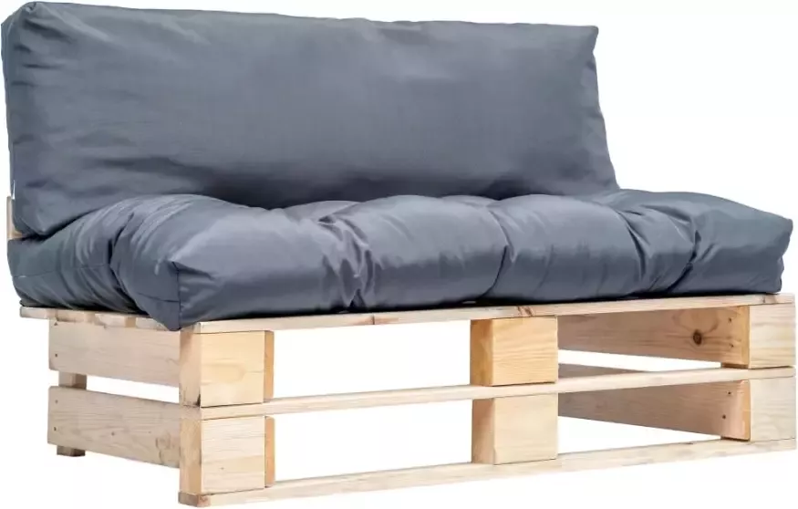 VIDAXL Tuinbank pallet met grijze kussens grenenhout - Foto 4