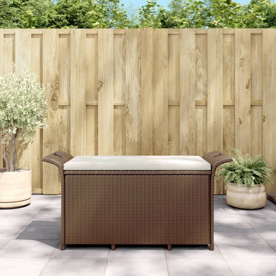 VIDAXL Tuinbank met kussen 116x46x57 cm poly rattan bruin - Foto 4