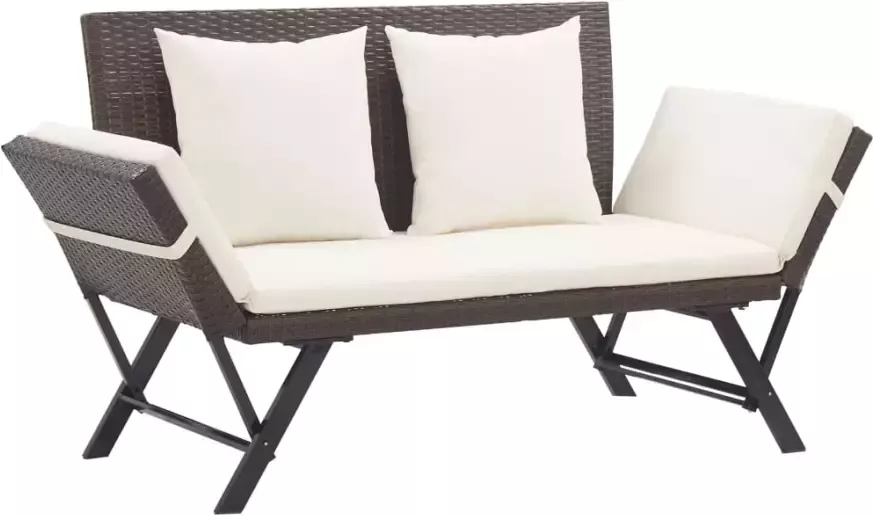 VIDAXL Tuinbank met kussens 176 cm poly rattan bruin - Foto 4