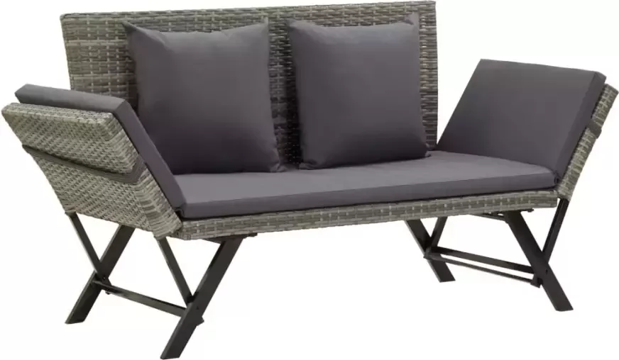 VIDAXL Tuinbank met kussens 176 cm poly rattan grijs - Foto 4