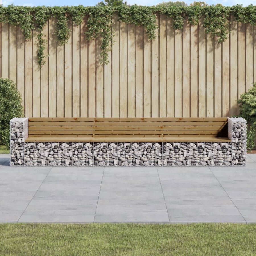 VIDAXL Tuinbank schanskorfontwerp 347x71x65 5 cm geïmpregneerd hout - Foto 4