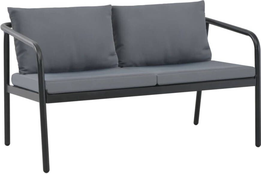 VidaXL Tuinbank tweezits met kussens aluminium grijs