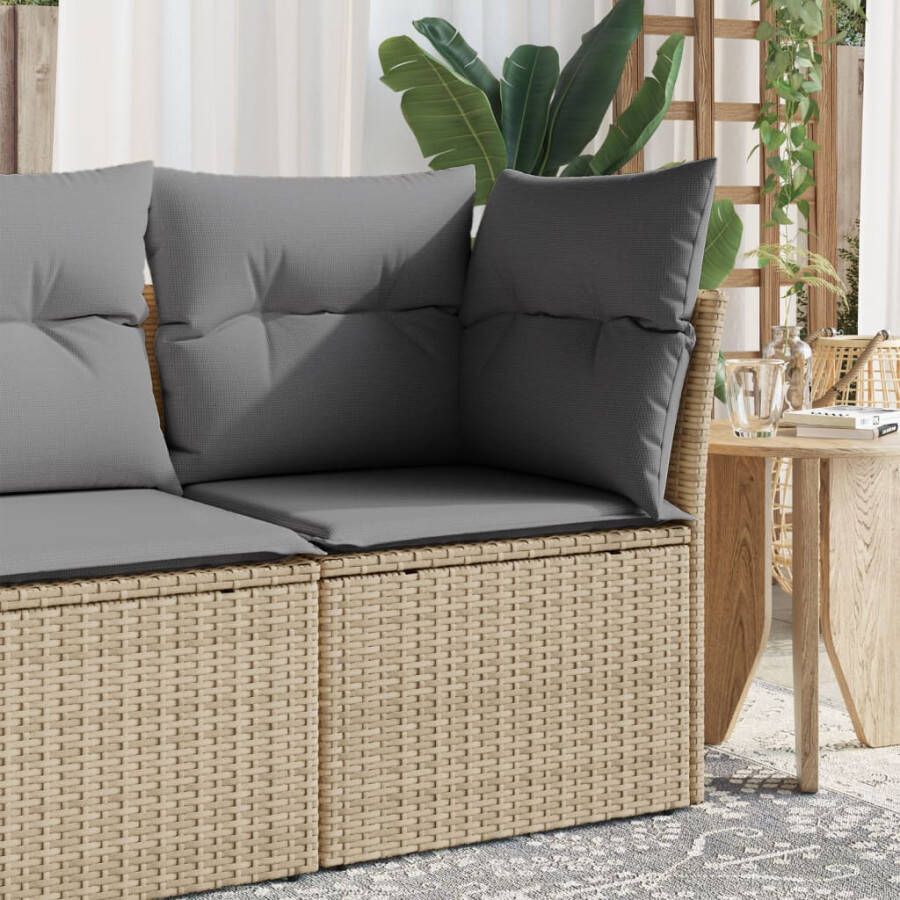 VIDAXL Tuinstoel zonder armleuning met kussens poly rattan beige - Foto 4