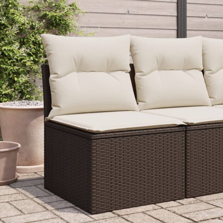 VIDAXL Tuinbank zonder armleuning met kussens poly rattan bruin - Foto 4