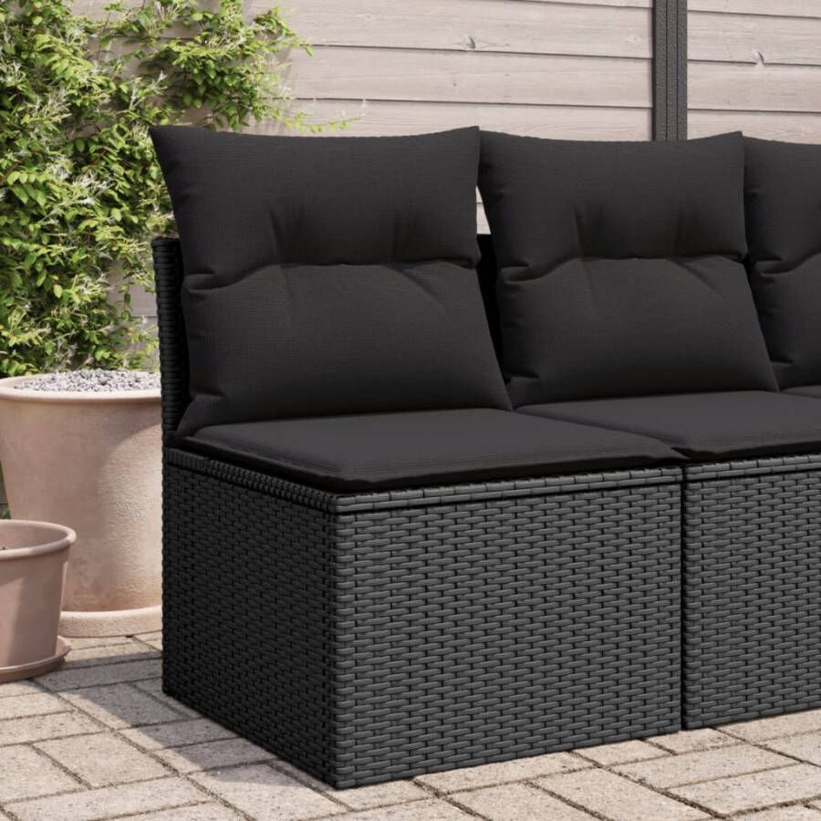 VIDAXL Tuinstoel zonder armleuning met kussens poly rattan zwart - Foto 4