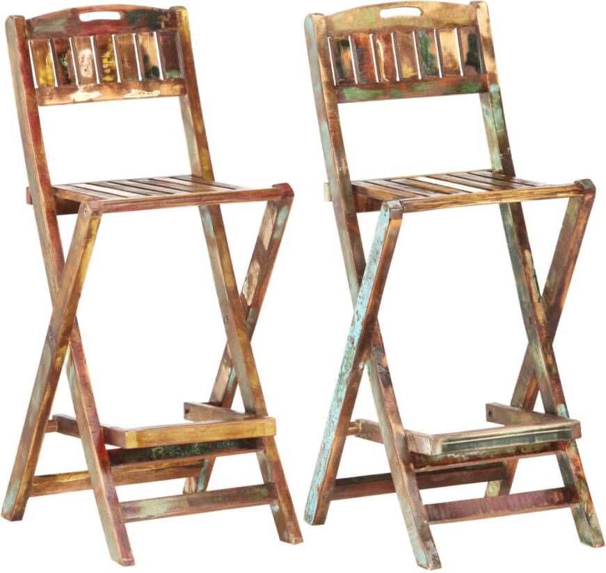 VIDAXL Tuinbarstoelen inklapbaar 2 st massief gerecycled hout