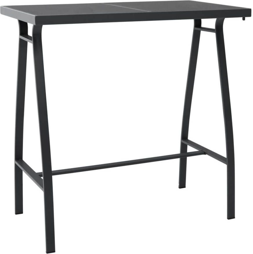 VIDAXL Tuinbartafel 110x60x110 cm gehard glas zwart