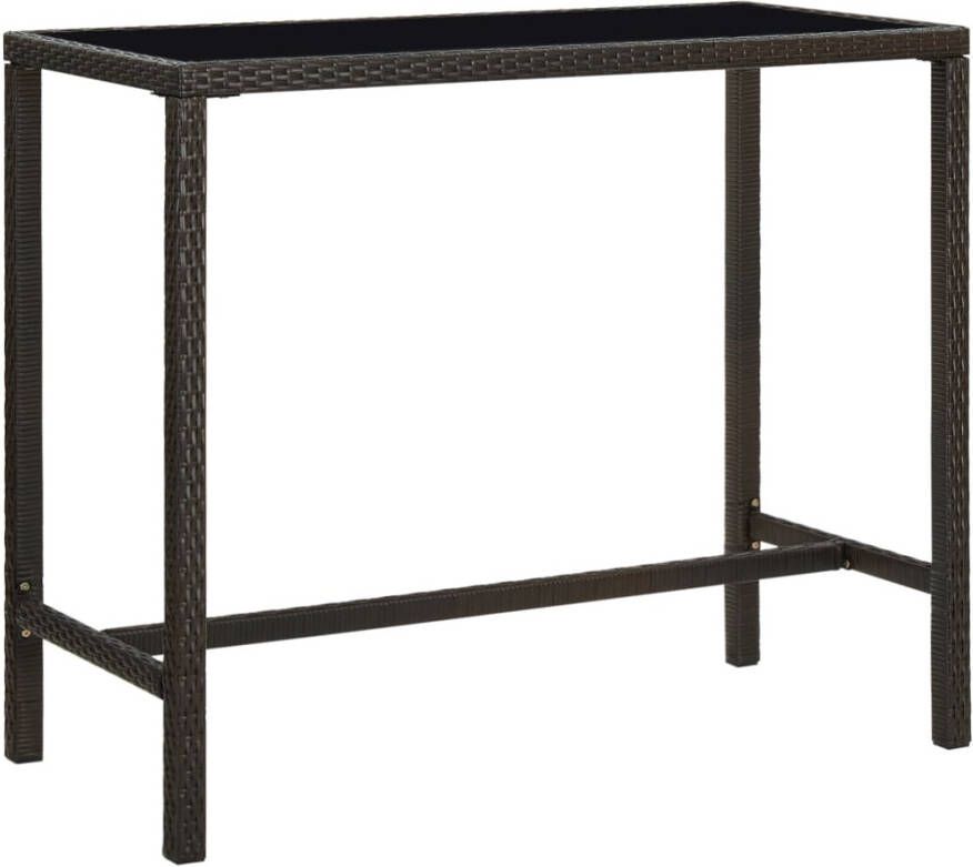 VidaXL Tuinbartafel 130x60x110 cm poly rattan en glas bruin - Foto 3