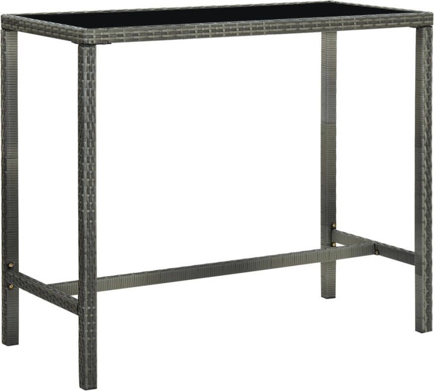 VidaXL Tuinbartafel 130x60x110 cm poly rattan en glas grijs - Foto 3