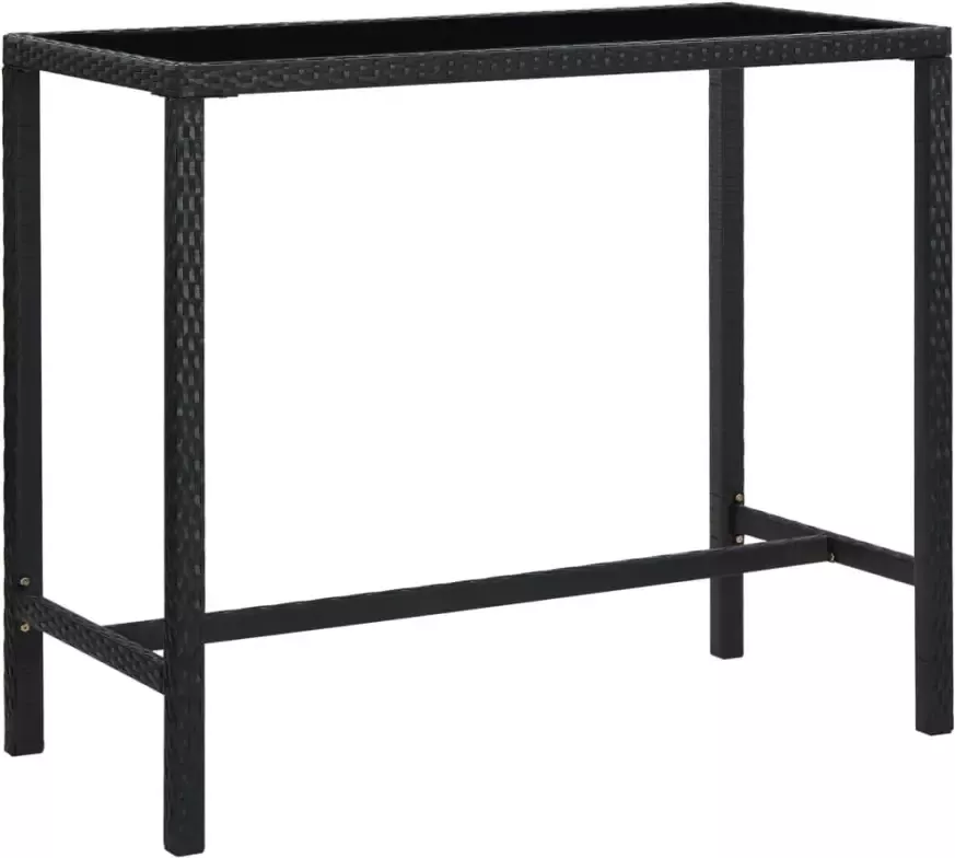 VidaXL Tuinbartafel 130x60x110 cm poly rattan en glas zwart - Foto 3