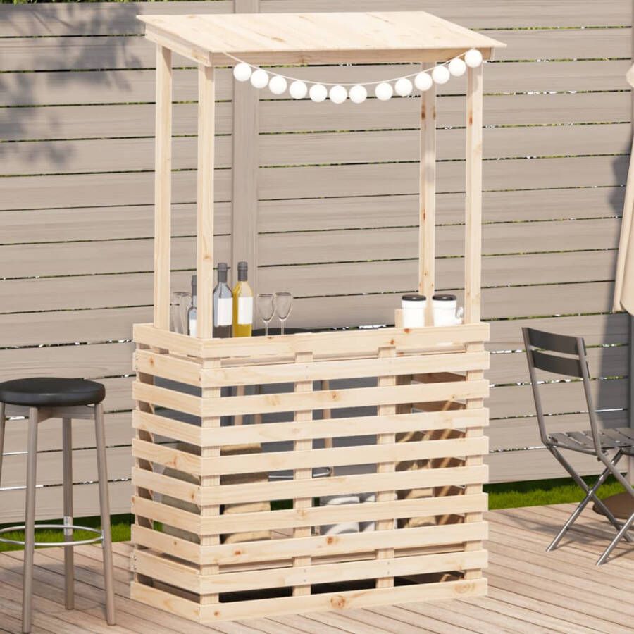 VIDAXL Tuinbartafel met dak 112 5x57x195 5 cm massief hout - Foto 4