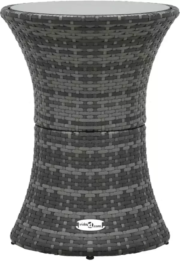VidaXL Tuinbijzettafel kegelvormig poly rattan grijs