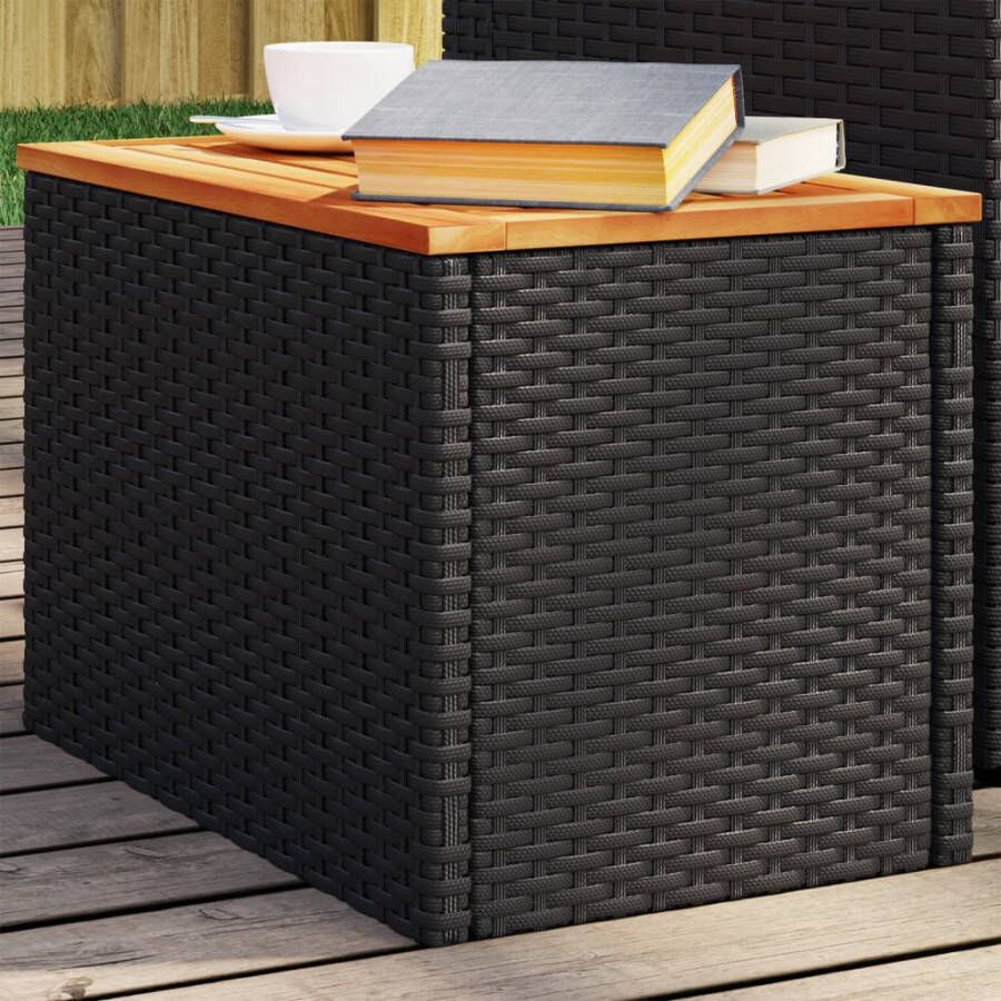 VidaXL Tuinbijzettafels 2 St 55X34X37 Cm Hout Poly Rattan Zwart - Foto 4