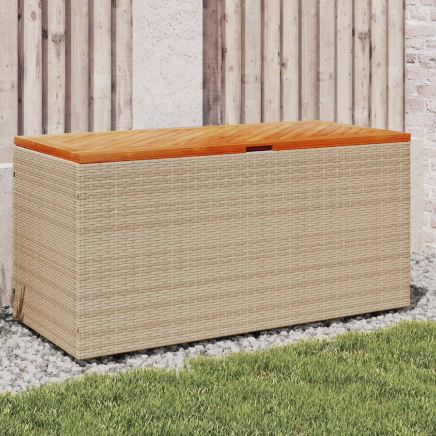 VIDAXL Tuinbox 110x50x54 cm poly rattan en acaciahout beige - Foto 4