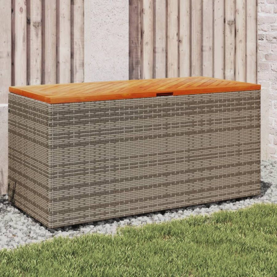 VIDAXL Tuinbox 110x50x54 cm poly rattan en acaciahout grijs - Foto 4