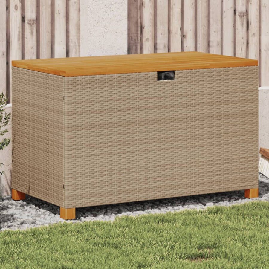 VIDAXL Tuinbox 110x55x63 cm poly rattan en acaciahout beige - Foto 4