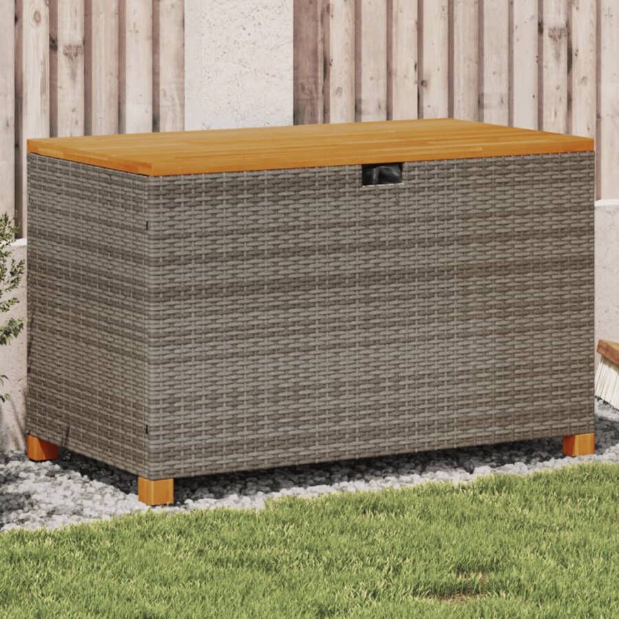 VIDAXL Tuinbox 110x55x63 cm poly rattan en acaciahout grijs - Foto 4