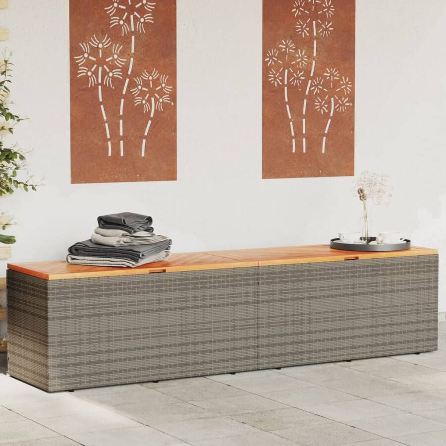 VIDAXL Tuinbox 220x50x54 cm poly rattan en acaciahout grijs - Foto 4