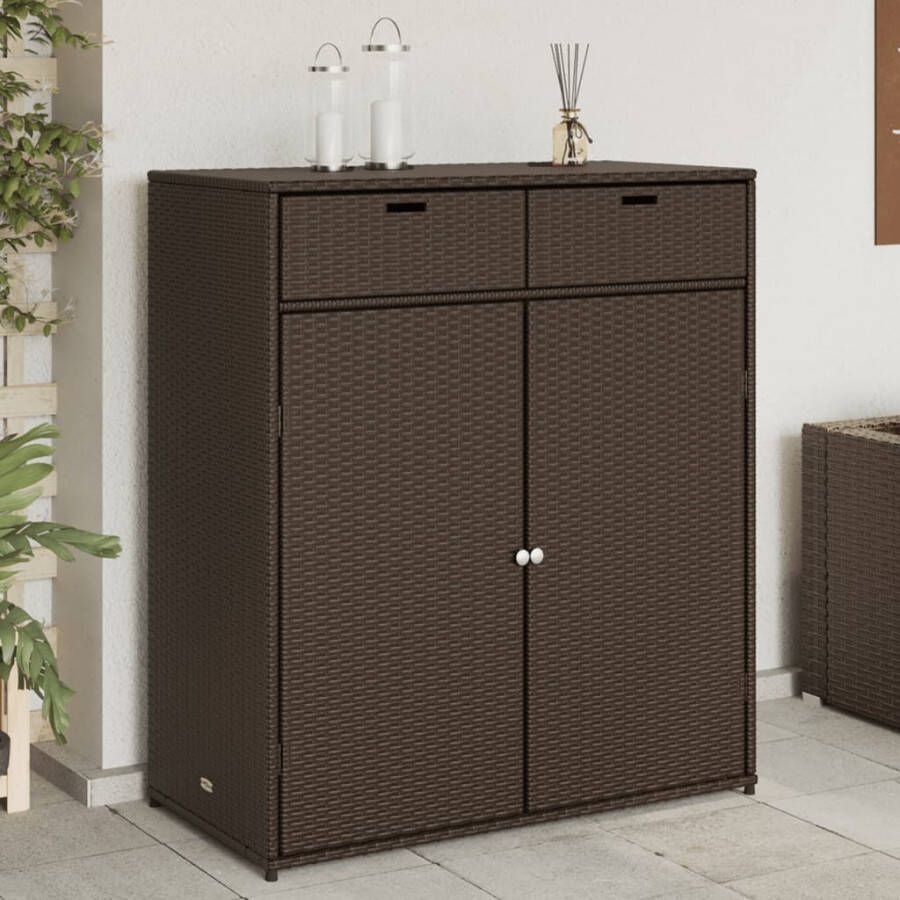 VIDAXL Tuinkast 105x55x113 cm poly rattan bruin - Foto 4