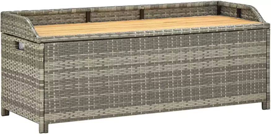 VIDAXL Tuinopbergbank 120 cm poly rattan grijs - Foto 4