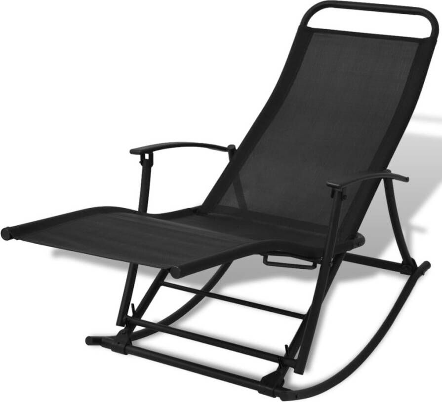 VIDAXL Tuinschommelstoel staal en textileen zwart - Foto 4