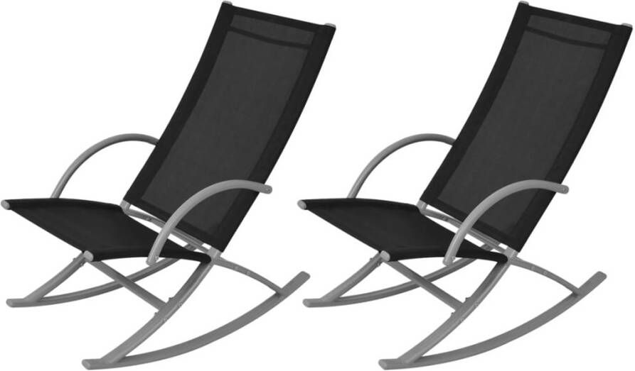 VIDAXL Tuinschommelstoelen 2 st staal en textileen zwart - Foto 4