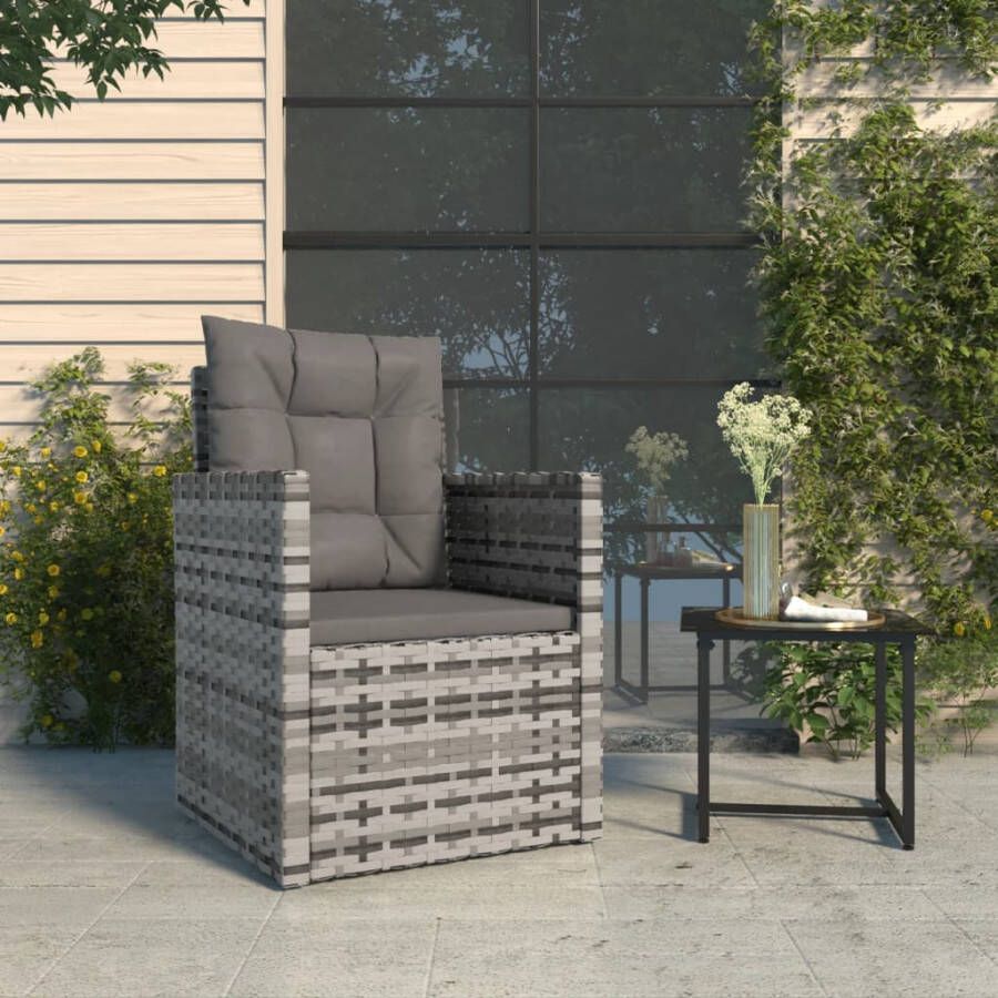 VIDAXL Tuinstoel met kussens poly rattan grijs - Foto 3