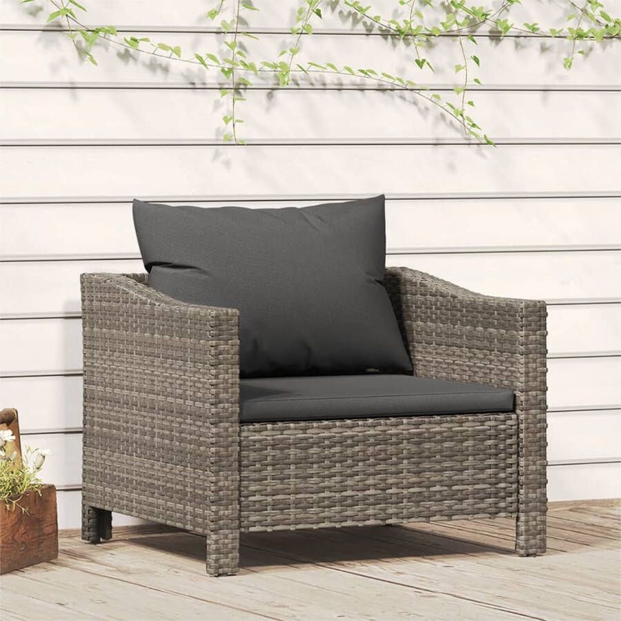 VIDAXL Tuinstoel met kussens poly rattan grijs - Foto 4