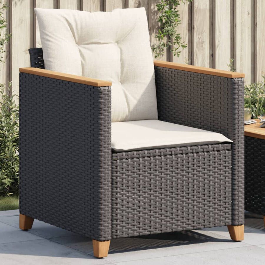 VIDAXL Tuinstoel met kussens poly rattan zwart - Foto 4