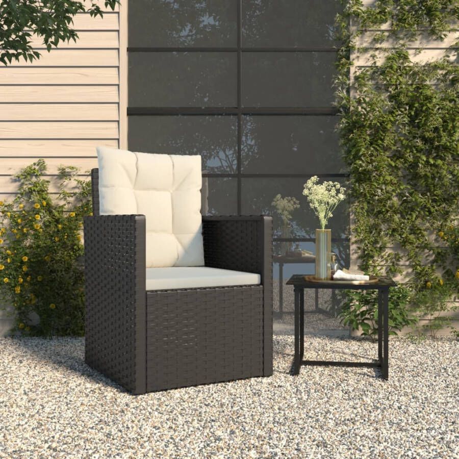 VIDAXL Tuinstoel met kussens poly rattan zwart - Foto 4