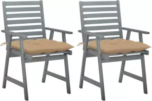 VidaXL Tuinstoelen 2 st met kussens massief acaciahout