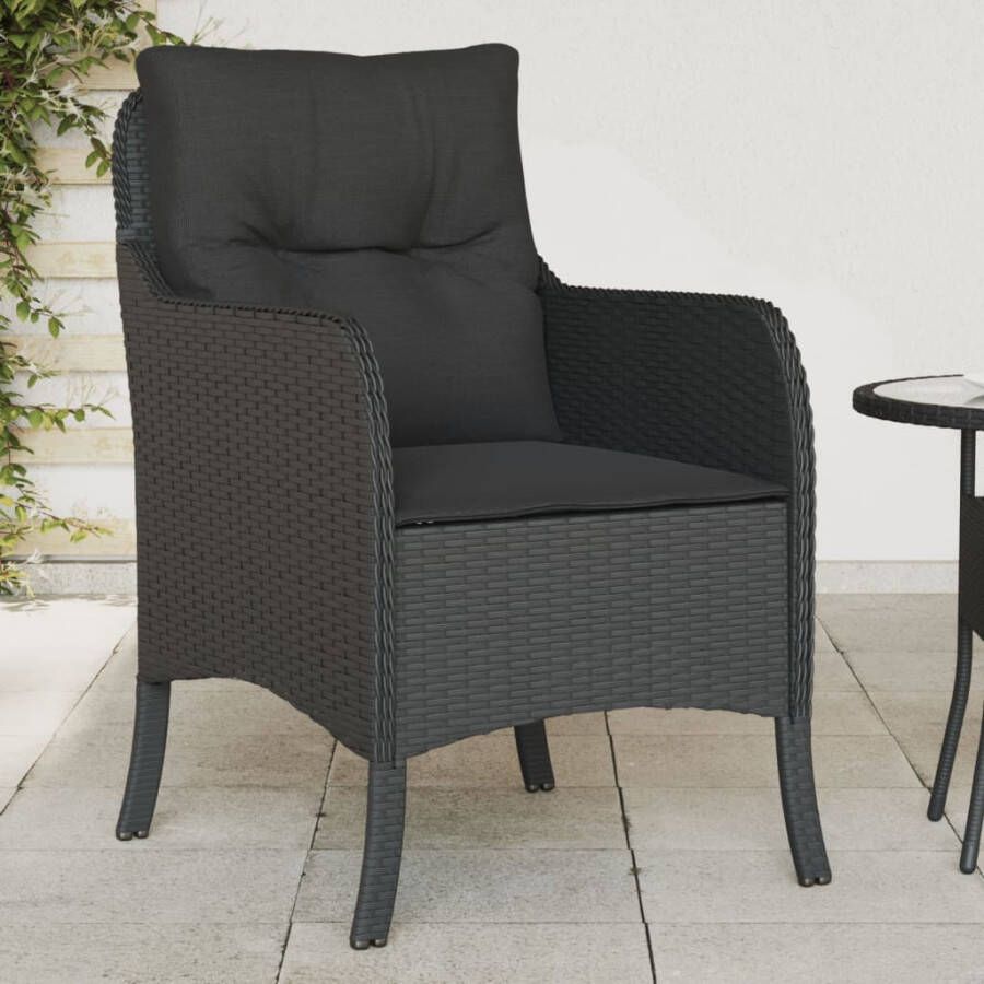 VIDAXL Tuinstoelen 2 st met kussens poly rattan zwart